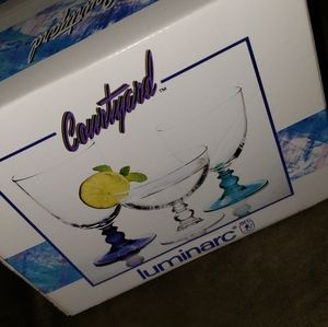 New in box luminarc aqua stemmed goblets
